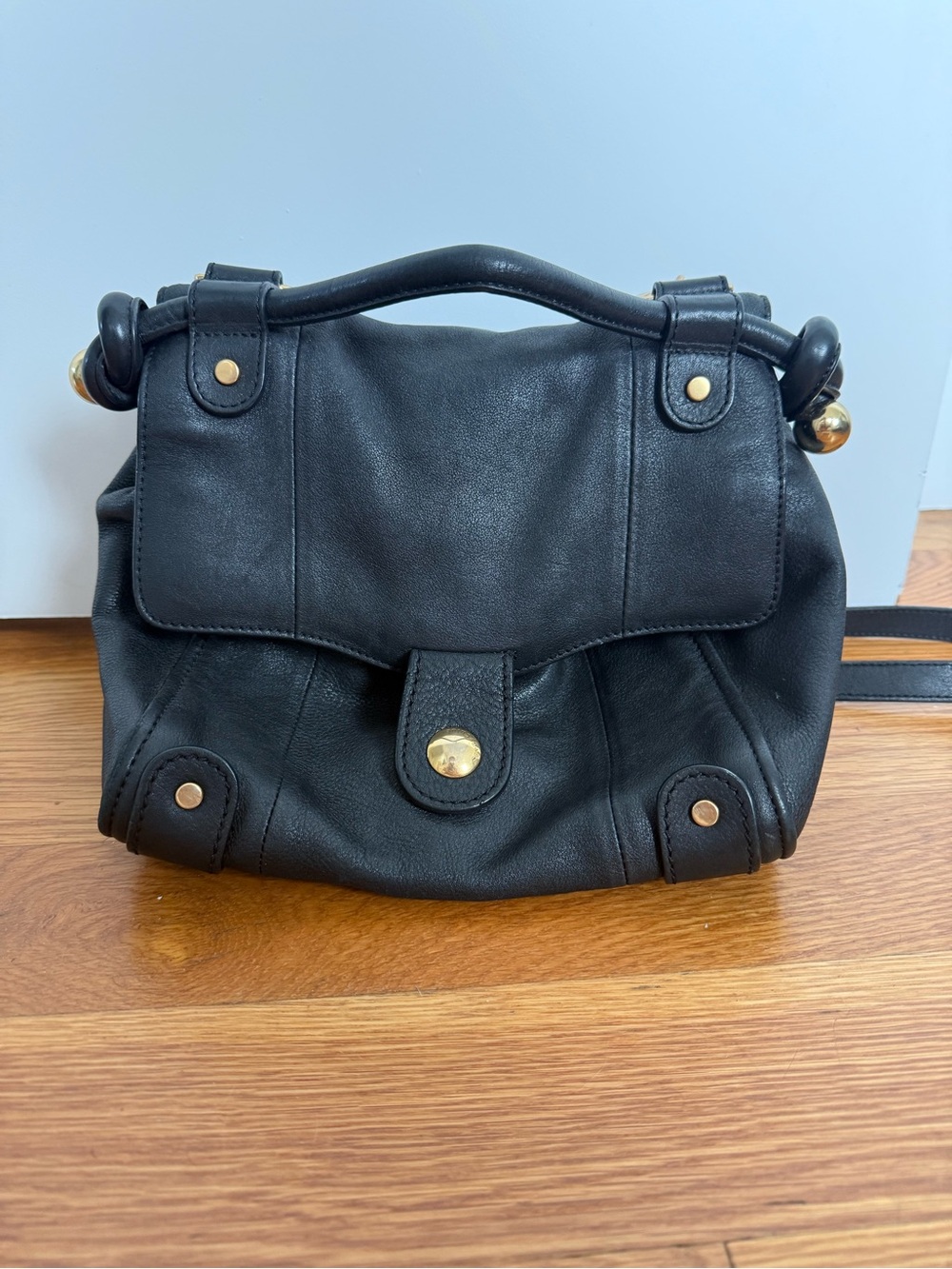Black Leather See By Chloe Top-Handle Women's Bag with Gold Accents